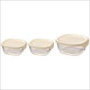 HARIO 耐熱ガラス製保存容器 3個セット 250ml×2個/600ml×1個 オフホワイト KST-2012-OW 日本製