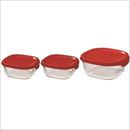 HARIO 耐熱ガラス製保存容器 3個セット 250ml×2個/600ml×1個 レッド KST-2012-R 日本製