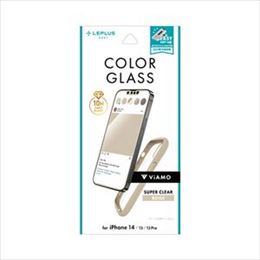 LEPLUS NEXT iPhone 14/13/13 Pro ガラスフィルム ViAMO COLOR GLASS 全画面保護 ソフトフレーム ベージュ LN-IM22FGVMBG