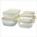 HARIO スタッキング耐熱ガラスコンテナ 6個セット 250/600ml×各2個、900/1400ml×各1個 KSTL-5004-OW 日本製
