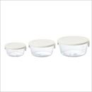 HARIO 耐熱ガラス保存容器丸 3個セット 300/600/1200ml 各1個 オフホワイト SYTN-2518-OW 日本製