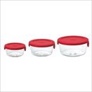 HARIO 耐熱ガラス保存容器丸 3個セット 300/600/1200ml 各1個 レッド SYTN-2518-R 日本製