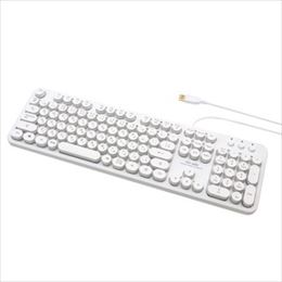 ミヨシ(MCO) レトロ風デザインキーボード ホワイト TRT-US01/WH　コミコミ