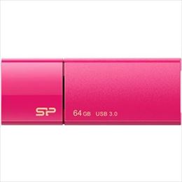 (まとめ)シリコンパワー USB3.0スライド式フラッシュメモリ 64GB ピンク SP064GBUF3B05V1H 1個【×3セット】