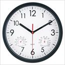 掛時計 温湿度計付 約25cm BK ブラック【代引不可】