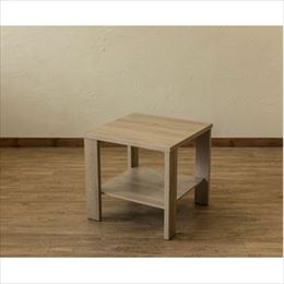 サイドテーブル ミニテーブル 幅50cm 正方形 ライトブラウン 収納棚付き 木目調 KENNY ローテーブル リビング【代引不可】